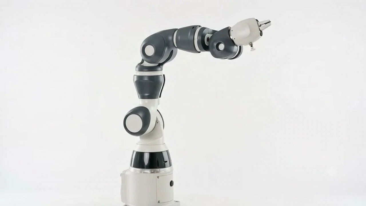 Single-arm collaborative robot mounted at a workstation