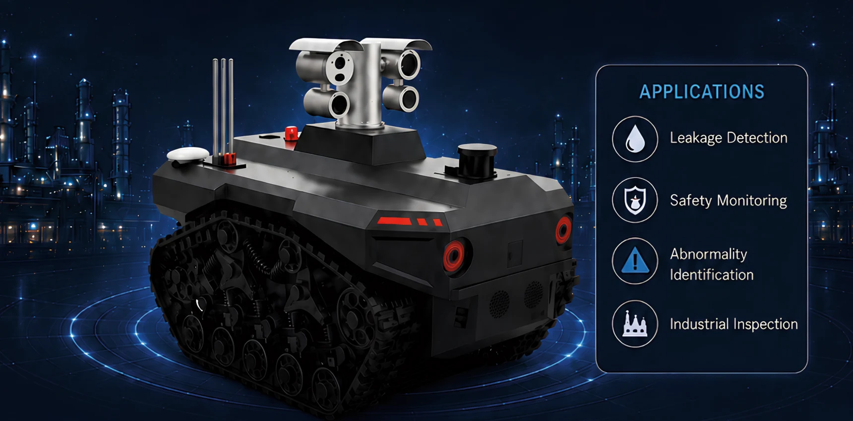 Explosion-proof tracked ground inspection robot with dual-sensor turret