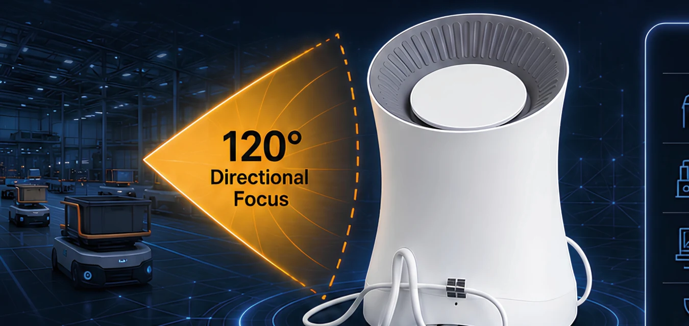 Super Wi-Fi indoor unit providing outward-facing directional coverage
